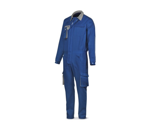 Combinaison bleue en coton 270 g. Multi-poches