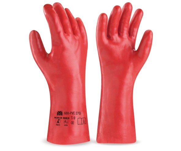Gant PVC étanche de 27 cm. coloris rouge,...